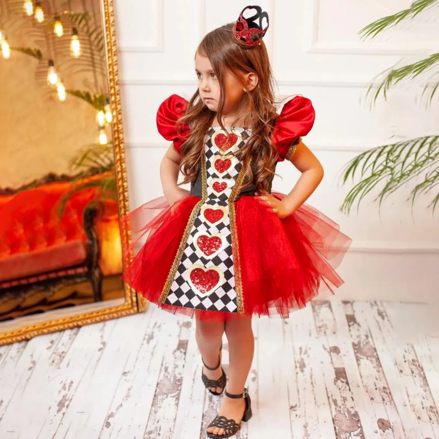 

Костюмы для девочек, нарядное карнавальное праздничное платье Red Queen Alice, кружевное платье на Хэллоуин, день рождения, Рождество, выпускное платье, детская одежда