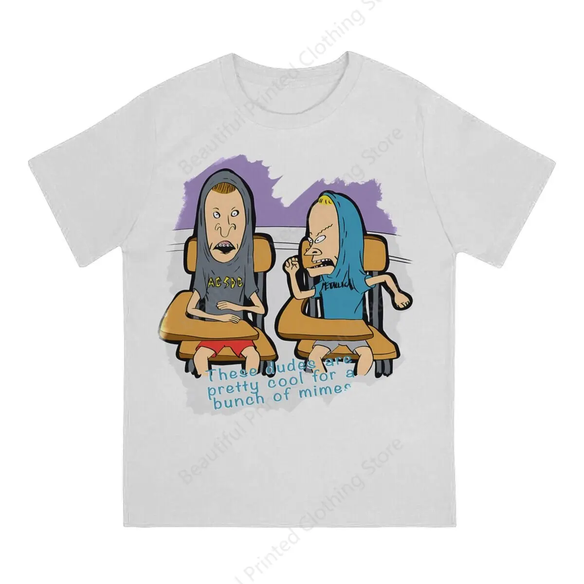 Men Women Cool T-shirt Beavis and Butthead Funny Printing  T-shirts Fashion Loose Tops Street Short Sleeve