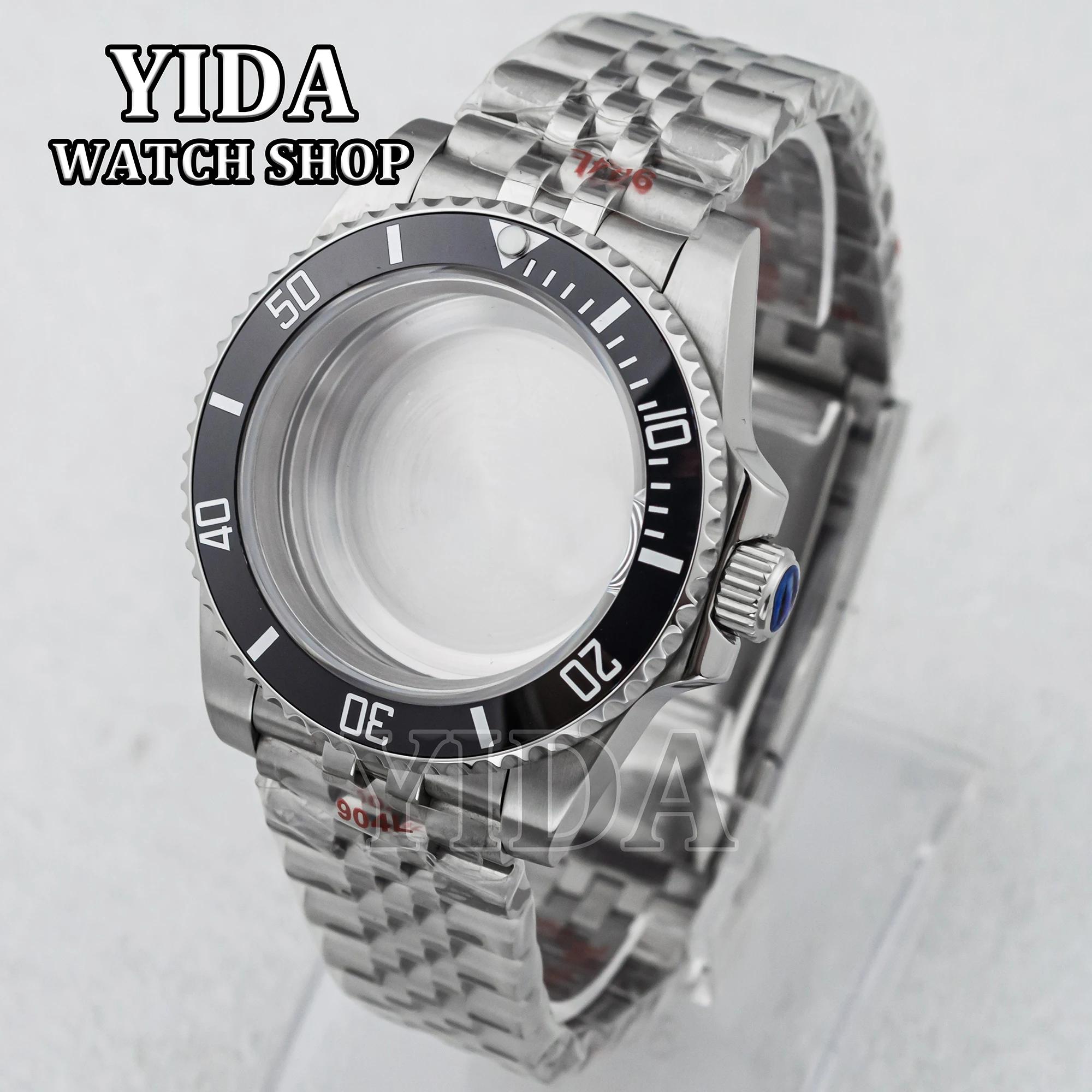40MM NH35A Stainless Steel Wach Case Strap Ceramic Black Bezel 28.5MM Dial Sapphire Glass for SUB NH34 NH36 Movement Watch Parts