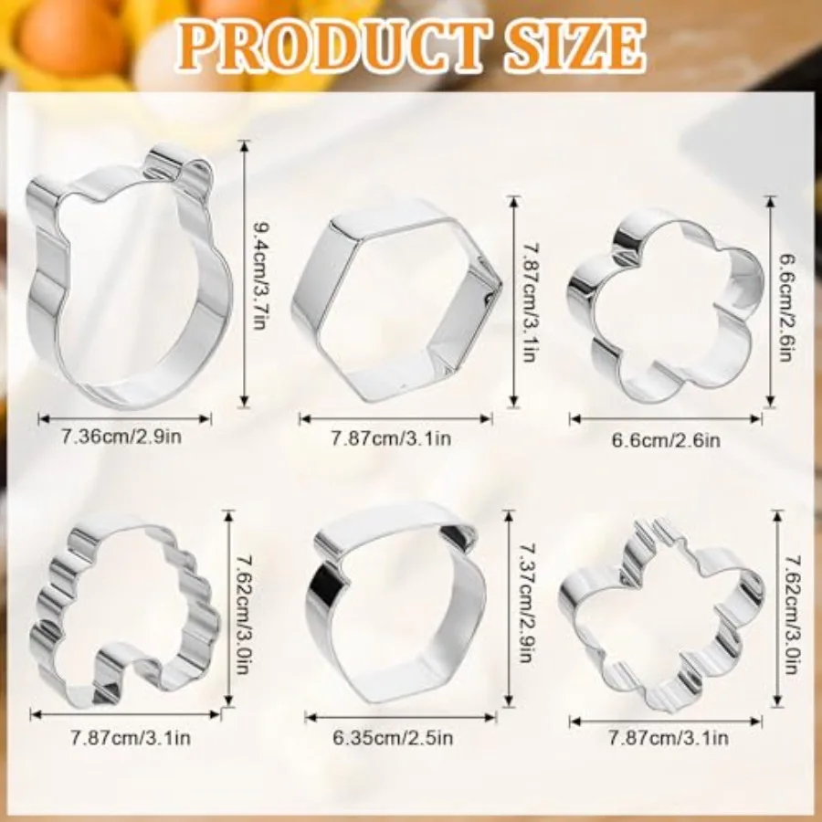 6 عبوات من مجموعة قطع Bee Ce-Pooh BearBee Beehive مسدس على شكل قرص العسل وزهرة العسل برطمان من الفولاذ المقاوم للصدأ قواطع Ce لعسل النحل P