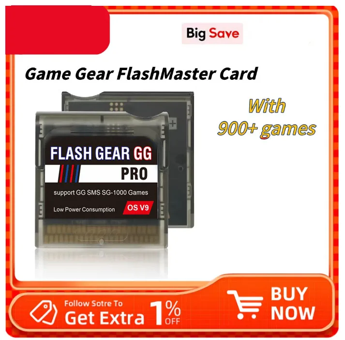 

2024 Flash Gear Pro Power Saving Flash Cart Game Cartridge Card PCB for Sega Game Gear GG System Long battery low power Shell