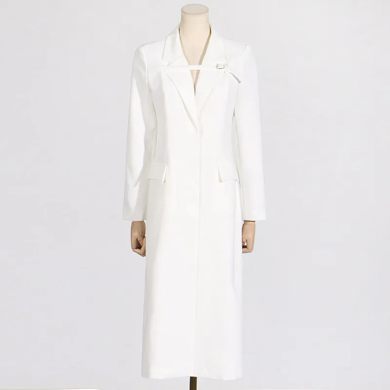 

Women's Slim Fit Long-Sleeve Blazer V-Neck Pocket Decr Patchwork Design Autumn Fashion Outerwear