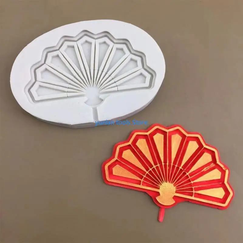 

50LB Folding Fan Mousse Silicone Mold Fondant Cake Border Moulds Chocolate Mould