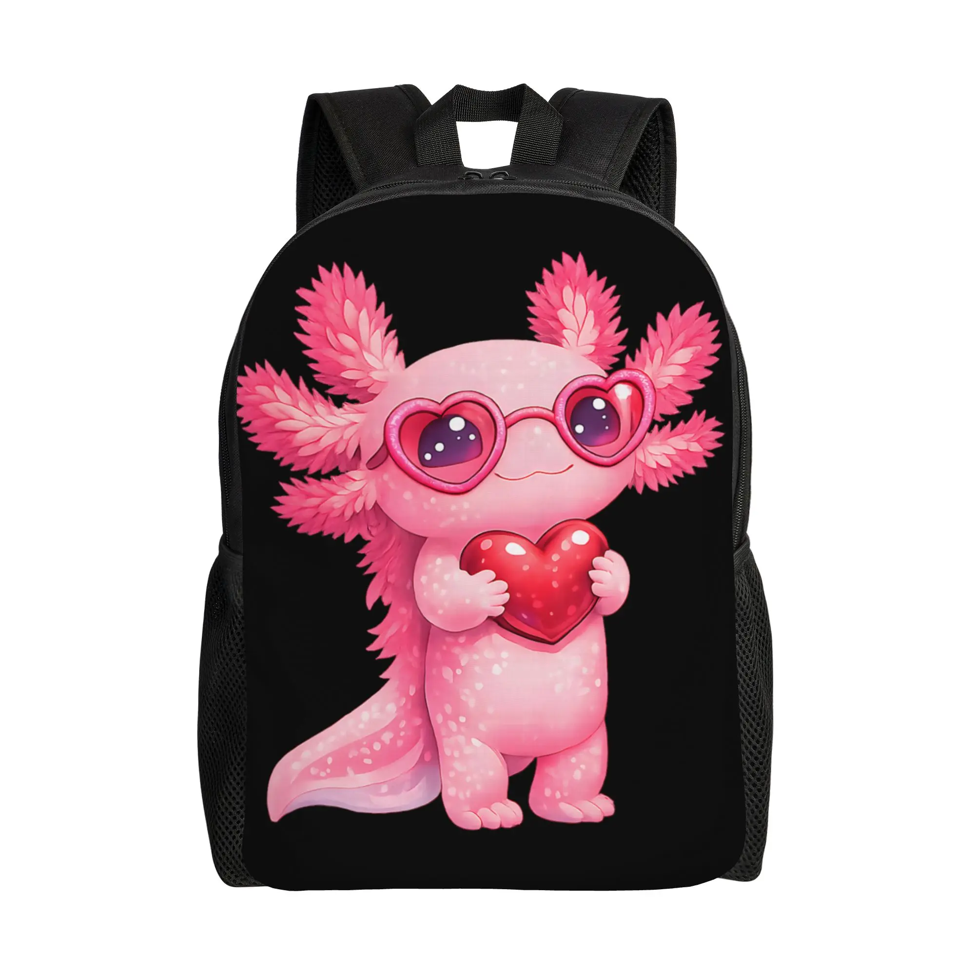 

Cute Axolotl Valentines Day Love Funny Backpack Travel Backpacks Boy Colorful Lightweight High School Bags Kawaii Rucksack