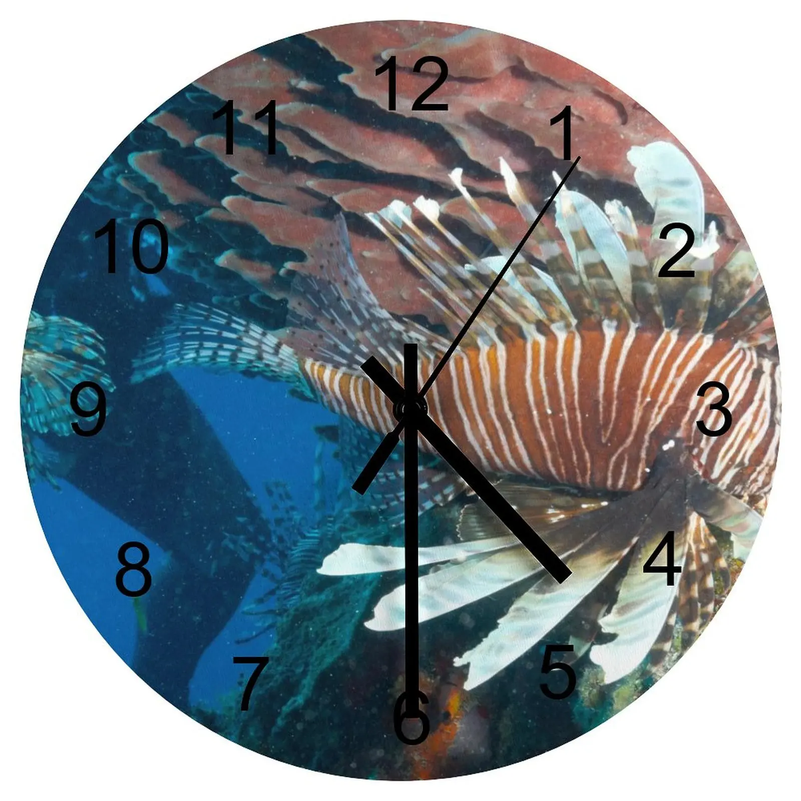 

Study Wall Clock Enchanting underwater world Clocks 12 inch Silent Wood Round Patterned Keyhole Hanging Sporty