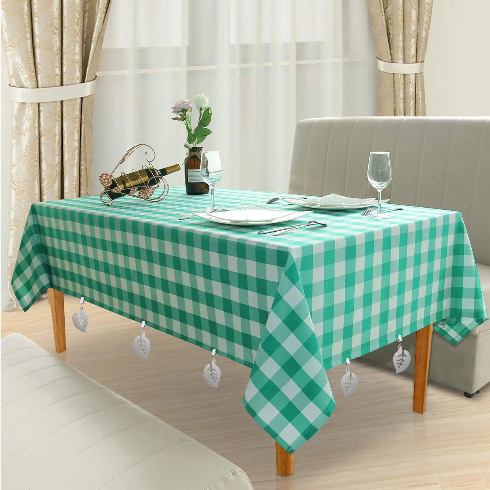 

4pcs Stainless Tablecloth Weights Leaf Shape Cloth Tablecloth Clip Holders for Dining Wedding Picnic Decorations