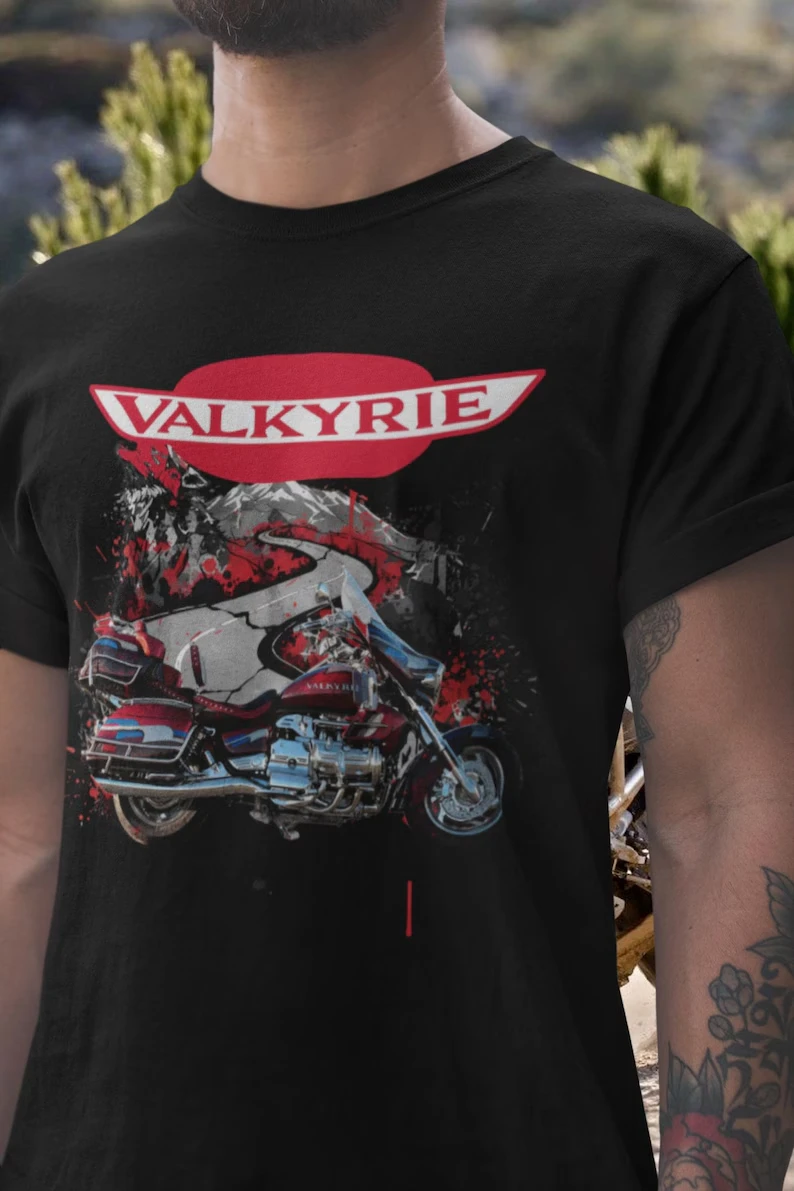 Valkyrie Interstate T Shirt Flat Six Touring Tee GL1500CF Gift Full Dress Cruiser Top Classic Moto Cotton T-shirt Unisex