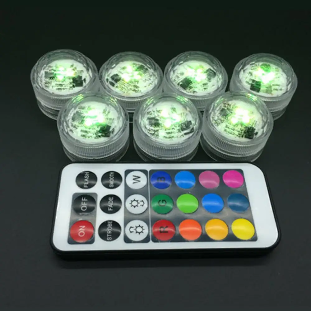 Waterproof LED Night Light  Circular Candle Lamp Small Round Lamp Remote Control Light Can Be Used For Lower Pots Fish Tanks