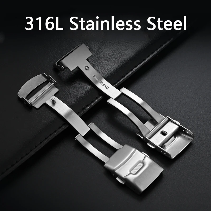 16mm 18mm 20mm 22mm 316L Solid Stainless Steel Watch Clasp Folding Buckle with Safety Premium Men Women Metal Watch Buckle