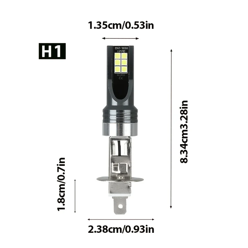 Two H1 LED Headlight Bulbs, Ultra-Bright 1:1 Mini Size Car Lights, Plug And Play Without Adapters, High Power 6500K White
