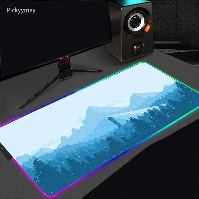 Deep Forest Firewatch RGB Mouse Pad XXL Computer Keyboard Carpet Gaming Accessories LED Gamer PC Backlight Mat USB Desk Mousepad