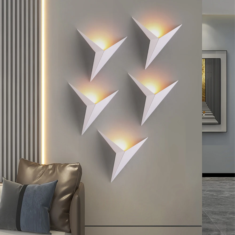 

Modern Minimalist Triangle Shape Led Wall Light Nordic Indoor Wall Lamp Living Room Bedroom Sconces 3w Ac85-265v Home Lighting