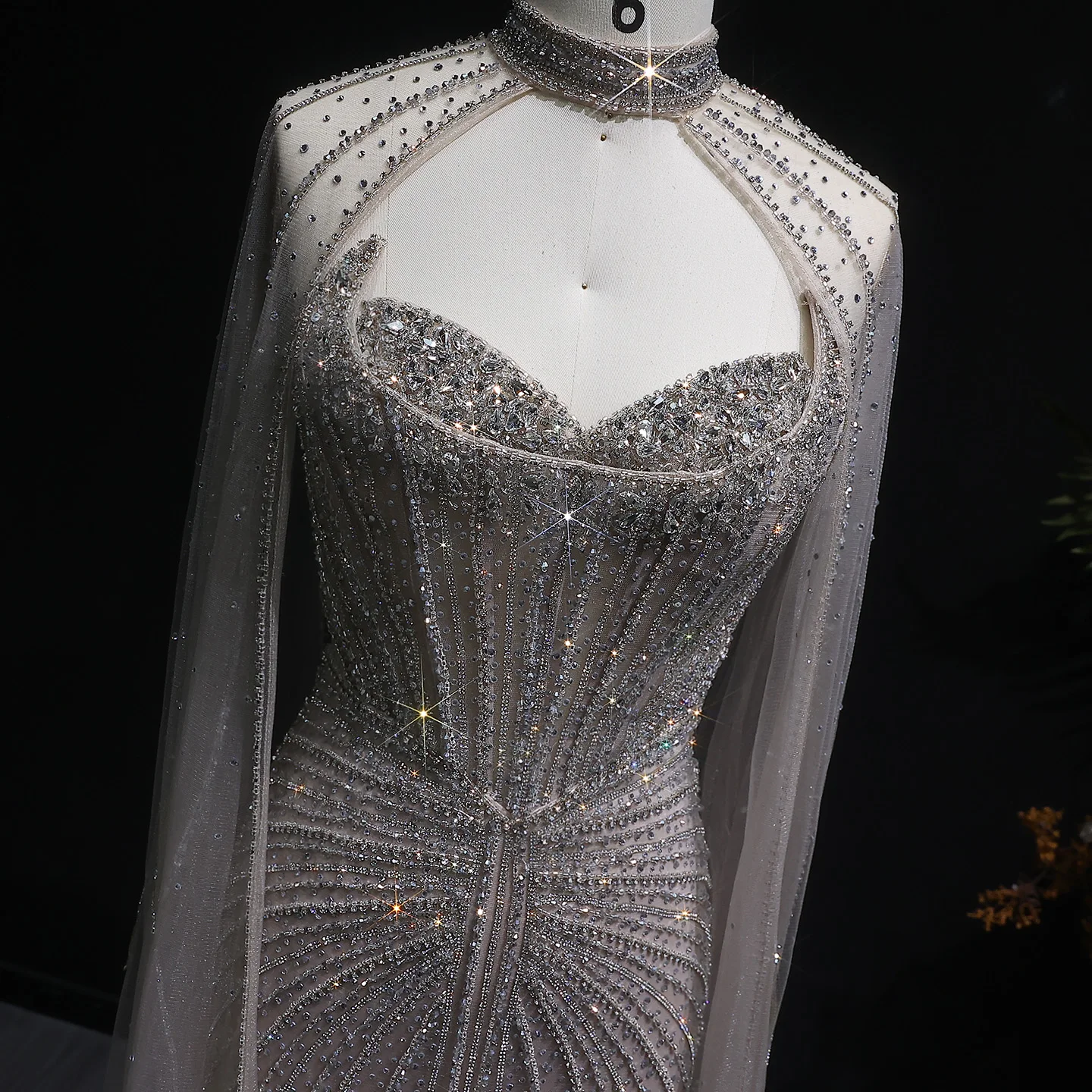 Sharon Said Luxuriöses Weinrotes Abendkleid mit Cape-Ärmeln, Lang, Rosa, für Damen, Hochzeit, Party, Ballkleider, Arabisch, SS156, Maßanfertigung – Detail 21