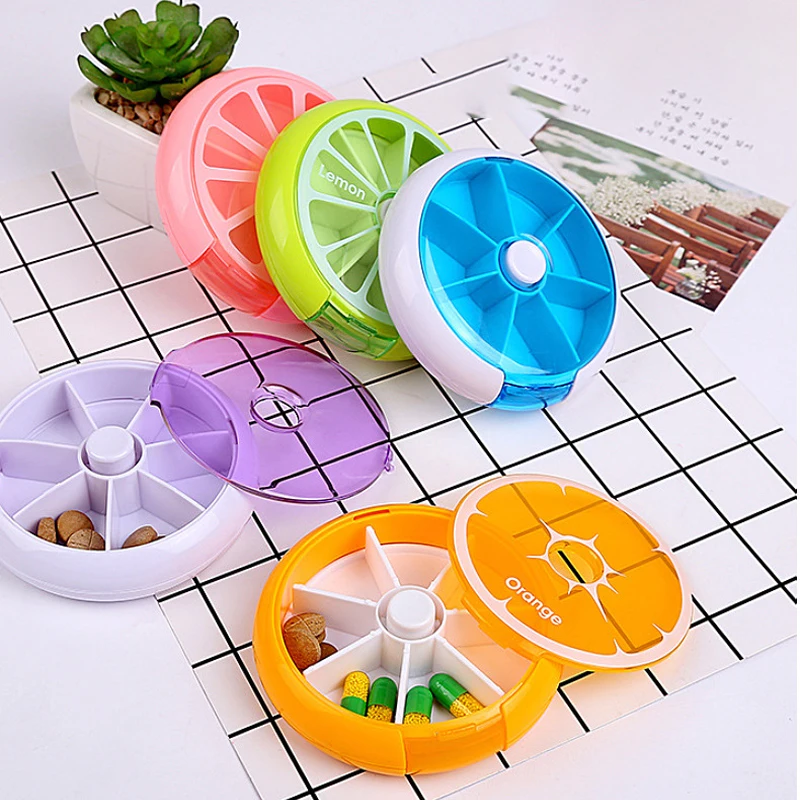 luluhut 7 slot pill medicine vitamin 7 day storage box organizer cover portable pill case weekly rotating drug container