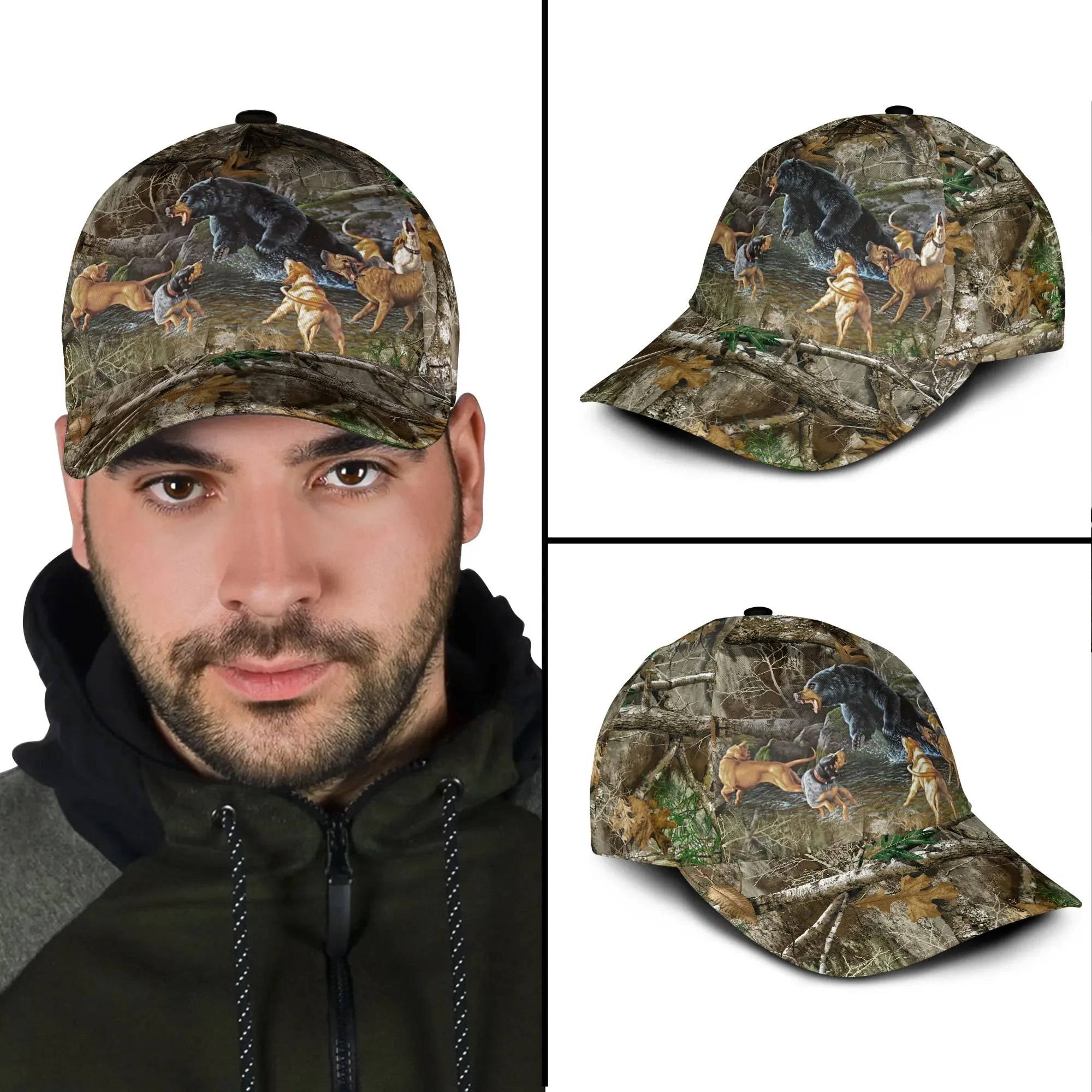 Wildlife Rabbit Dog Deer Hunting Baseball Cap All Over Printed Snapback Hat Men Women Adult Hip Hop Headwear Outdoor Sun Visor