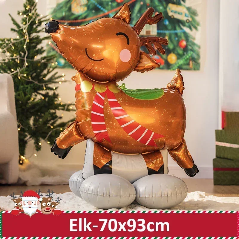 Palloncino natalizio grande 4D in piedi Cartone animato Babbo Natale Pupazzo di neve Palloncini foil per albero di Natale Forniture per la