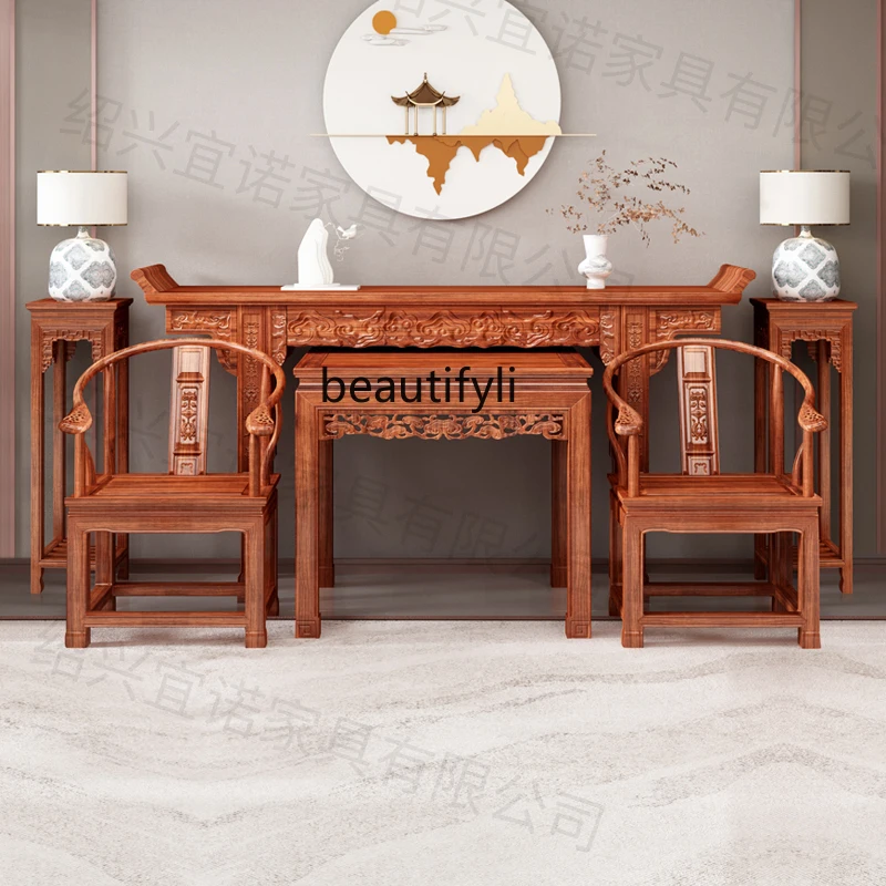 

All Solid Wood Rural Middle Hall Chinese Style a Long Narrow Table Square Table for Eight People Hall Antique Altar Long Table