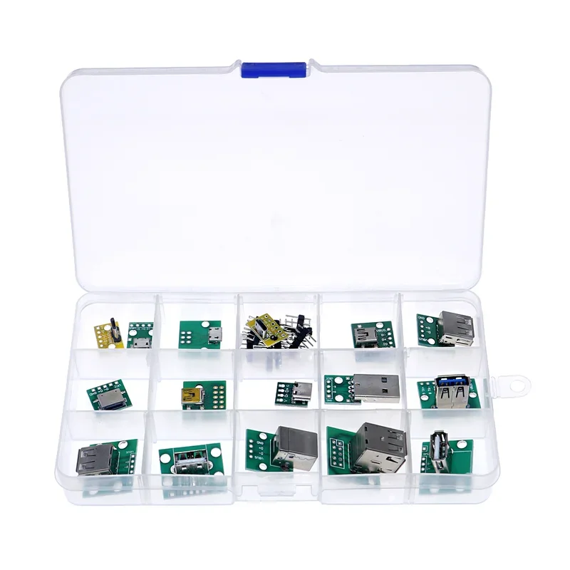 16 in 1 USB to dip pin adapter board Micro USB male and female head 2.0 3.0 Type-C converter adress kit