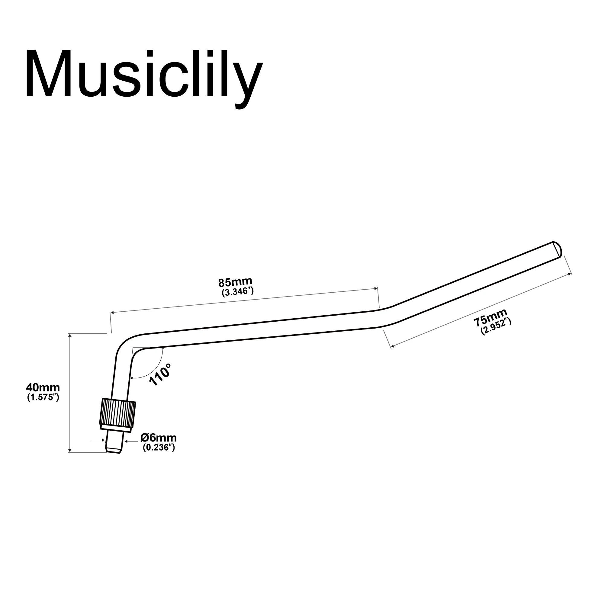 Musiclily Basic 6mm Collared Tremolo Arm Whammy Bar Vibrato Arm for Floyd Rose Style Electric Guitar