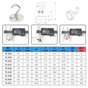 N52 super forte neodymim pote de pesca resgate imans redondo poderoso imans gancho mar pesquisador caixa armazenamento titular D10-D42mm 12 principais vendas imãs de pesca - №7