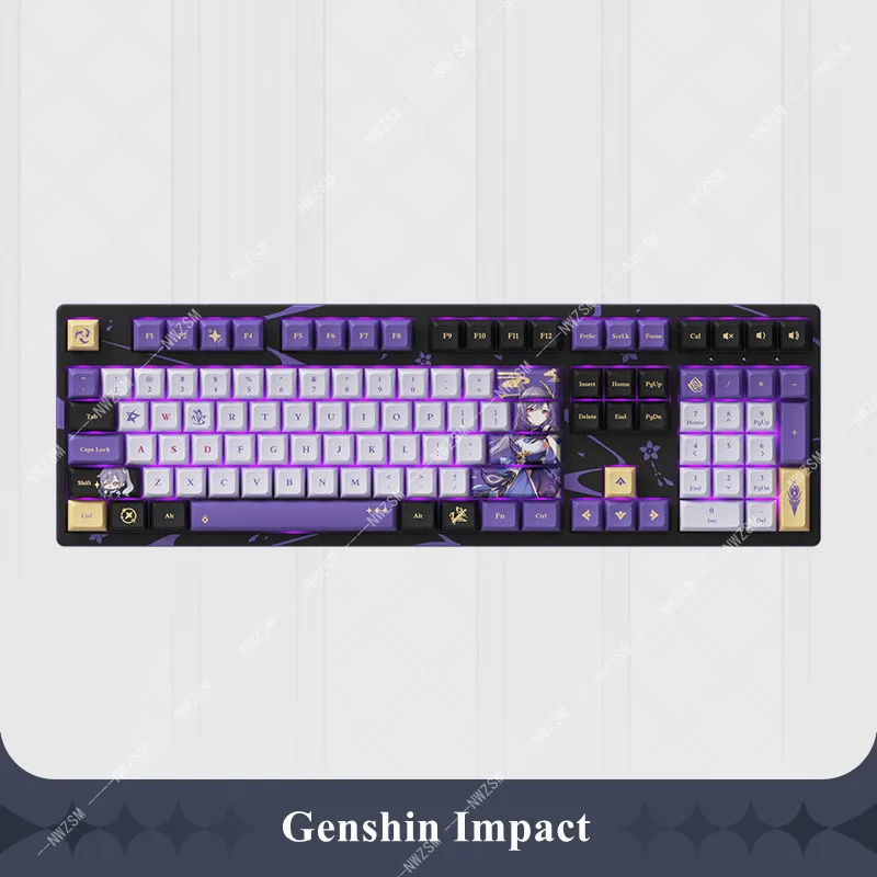 Genshin Impact Keqing Mechanical Keyboard with Neon Quickrain Theme cosplay