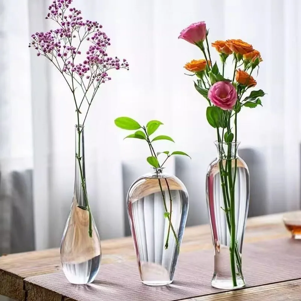 New Chinese-style Glass Vase Decoration Transparent Flower Arrangement Hydroponic Flower Container Table Living Room Decoration