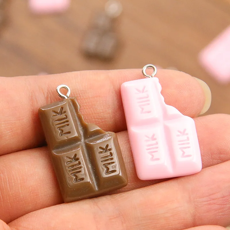 

100pcs/lot DIY Jewelry Resin Brown Chocolate Shaped Charms Pendant For Necklace Bracelet Earring