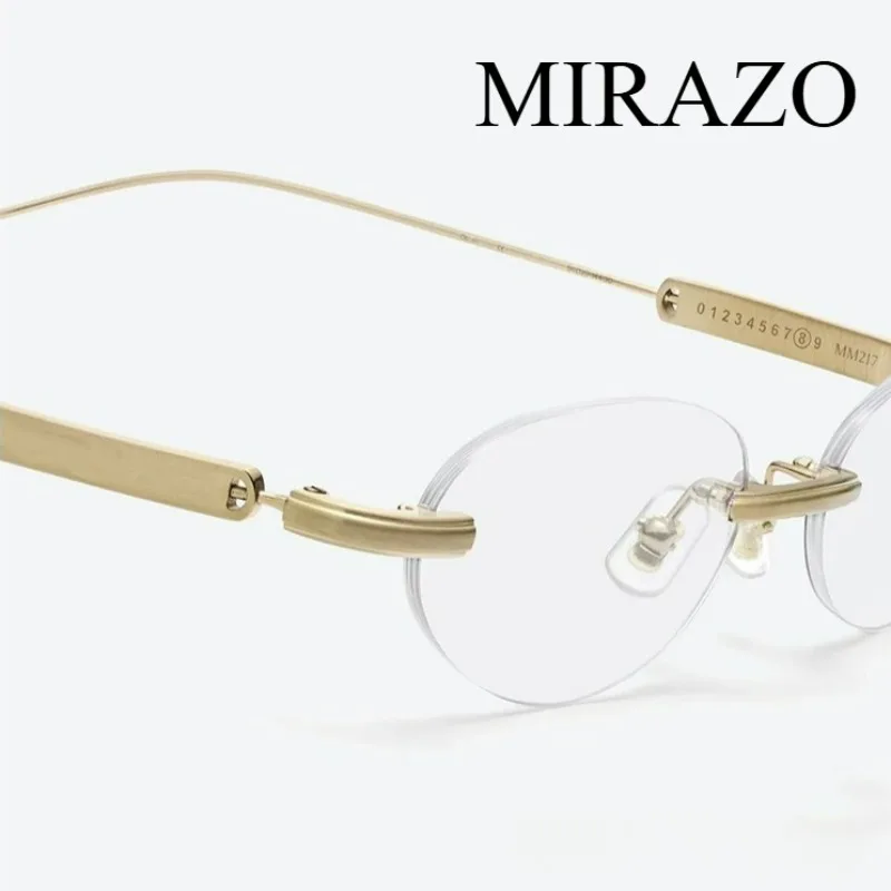 

2025 luxury Eyewear Korea Ultra Light Titanium GM Glasses Rimless Unisex Specially Designed Leg Optics Reading Spectacles M&M216
