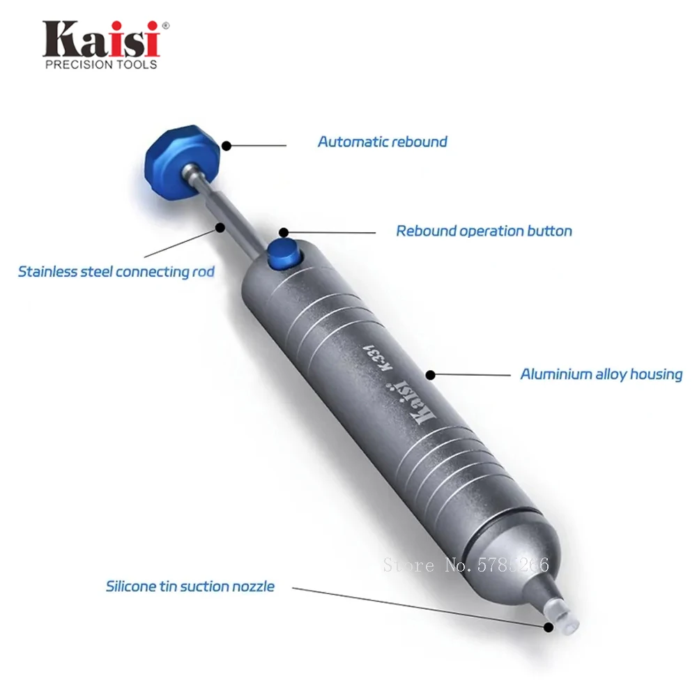 Kaisi Pompa dissaldante Ventosa per saldatura Strumento per rimozione saldatura in metallo di alluminio Dispositivo per rimozione vuoto Saldatore Dissaldatore Strumento per saldatura a mano
