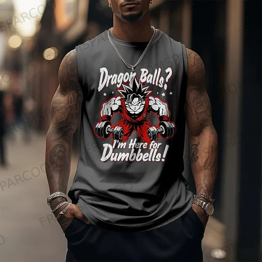 Dragon Ball Gym Humor Canotta da uomo Manubri Allenamento Anime Grafica Camicia senza maniche Fitness Commedia Design Gilet muscolare Allenamento