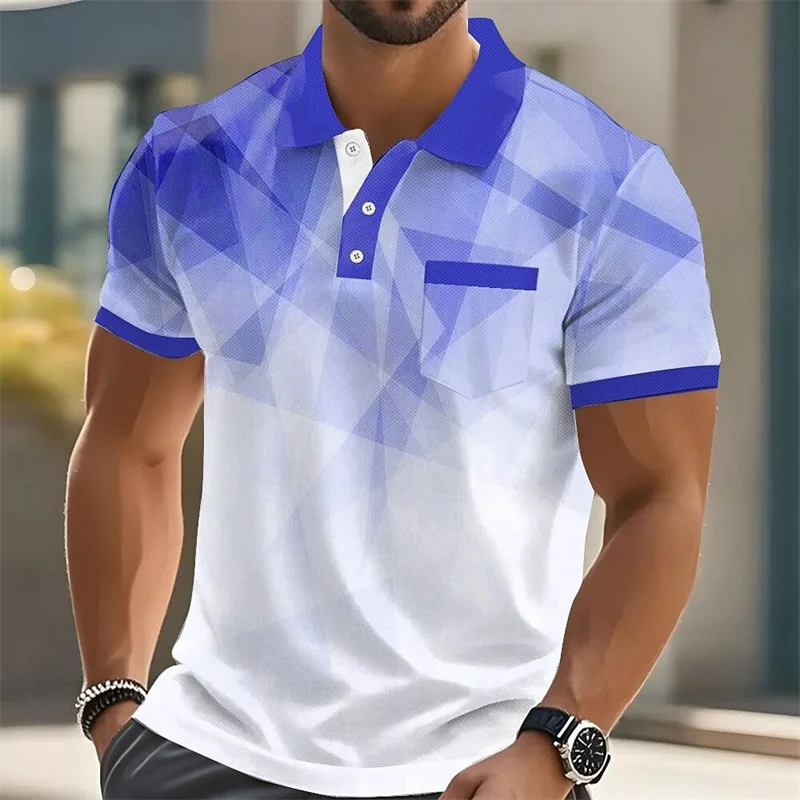 Men's Polo Shirt Golf Shirt Color Blocked Landscape Pattern Printed Geometric Outdoor Fashion Short Sleeve Casual