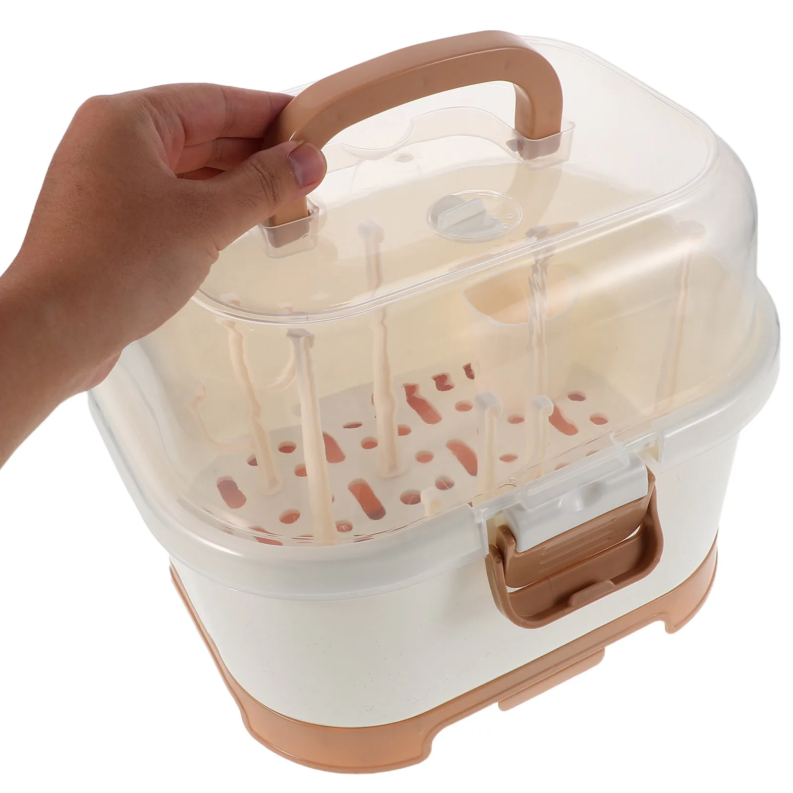 

Органайзер для хранения детских бутылочек с крышкой. Компактная легкая сухая стойка для детской дорожной сумки. Эффективный шкаф на столешнице.