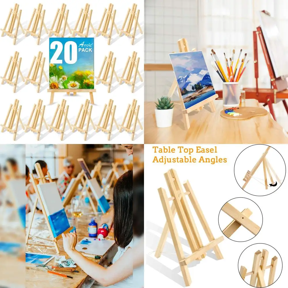 Wood Easels, Easel Stand for Painting Canvases, Art, and Crafts. (11.8 inch, 20 Pack), Tripod, Painting Party Easel, Kids Stude