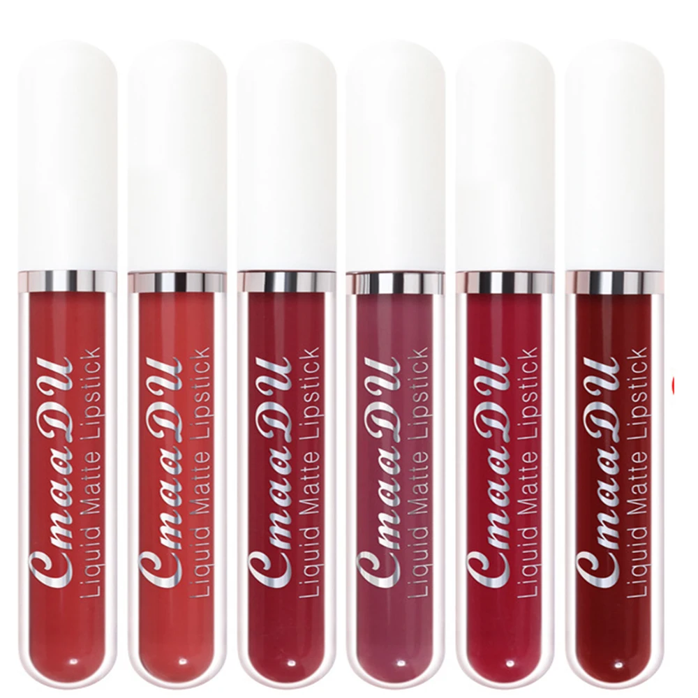 CmaaDu 6pcs/set velvet matte lipstick easy color non-stick cup long-lasting waterproof  texture silky saturation high lip gloss