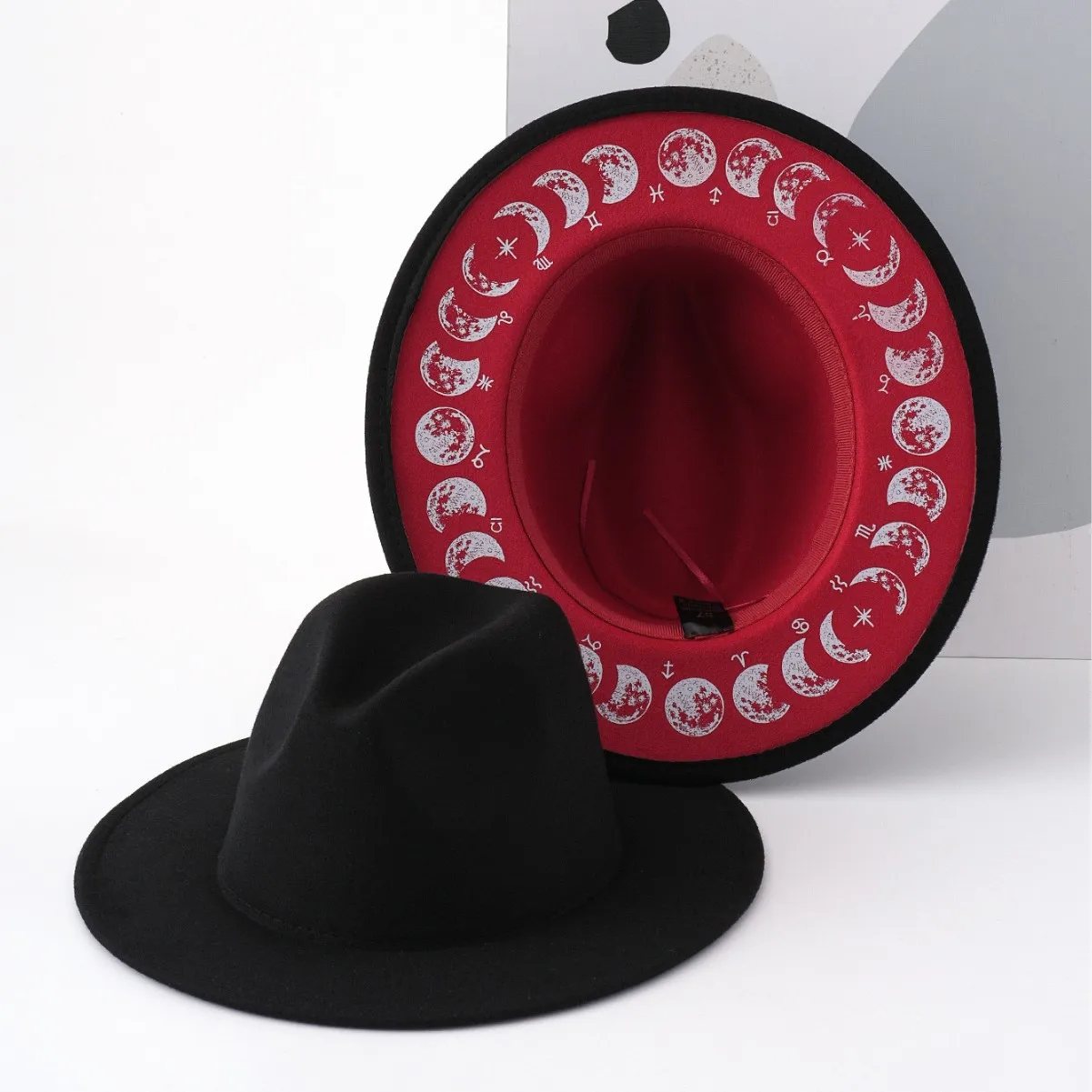 New Gradient Panama Hat Women American Style Fashion Fedora Ombre Elegant Evening Party Ladies Dress Cap Autumn Winter