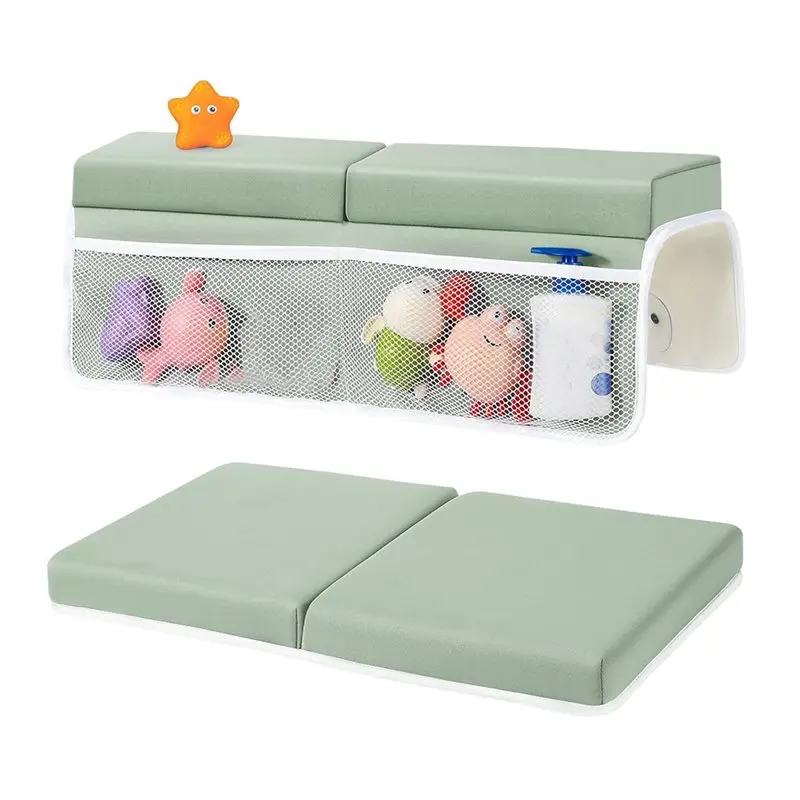 

AB11-Baby Bath Kneeler Pads, Anti-Slip Cozy Knee& Arm Support Bathtub Mat, Bath Kneeler And Elbow Rest Pad Set Green