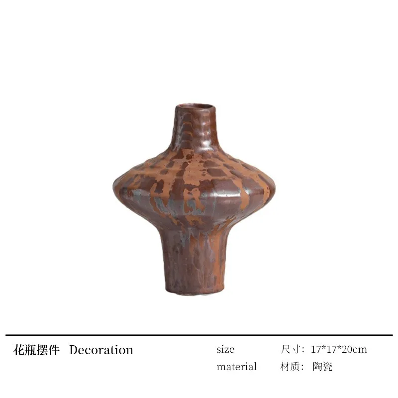 Niche decorations, home ceramic vases, wabi-sabi wind medieval living room wine cabinet ornaments