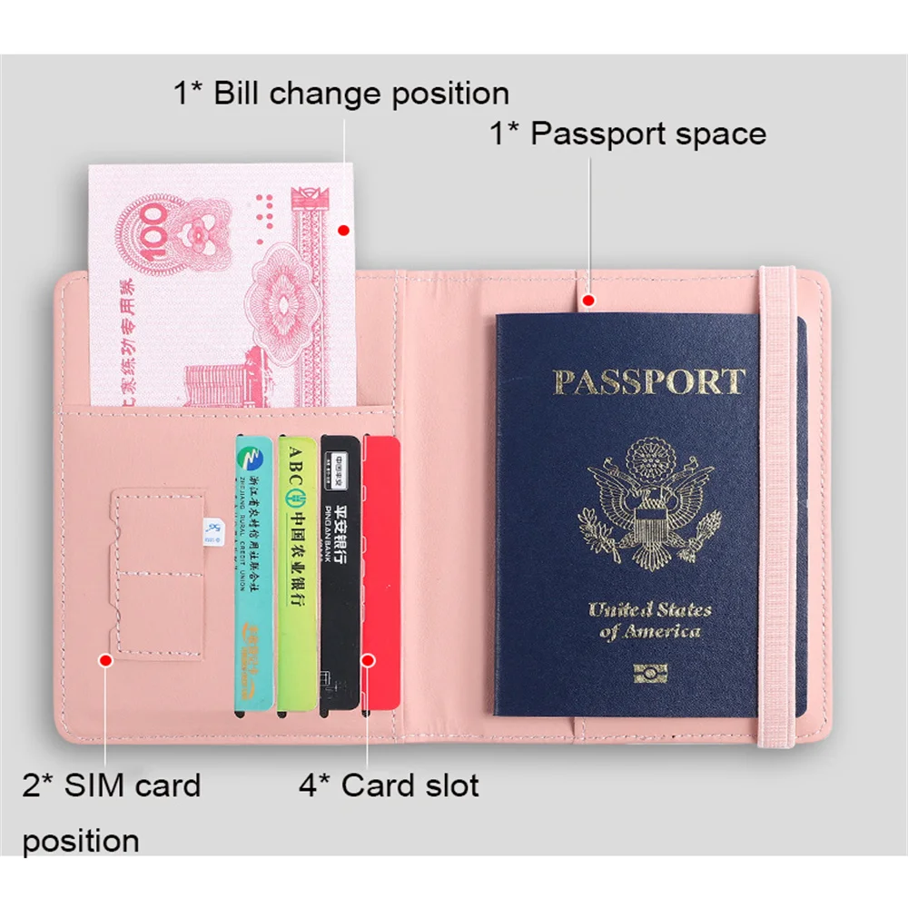 Rfid Passport Cover Passport Protector Multi-Function Waterproof Credit Id Card Wallet Business Document Holder Travel Accessory