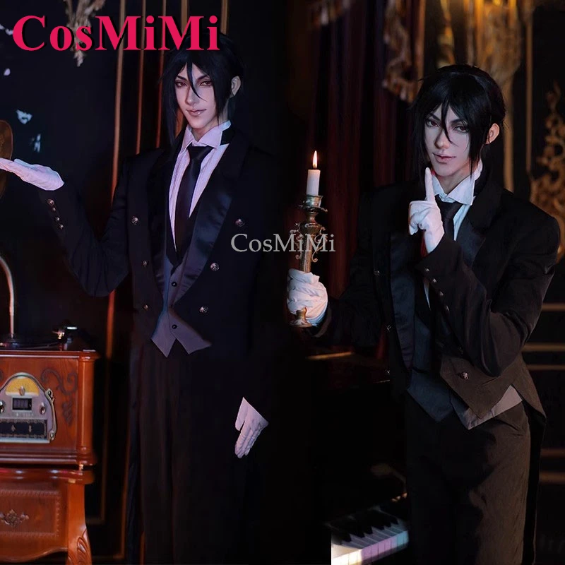 CosMiMi Anime Black Butler Sebastian·Michaelis 코스프레 의상 패션 Swallow-Tailed Coat 카니발 파티 역할 놀이 의류 New
