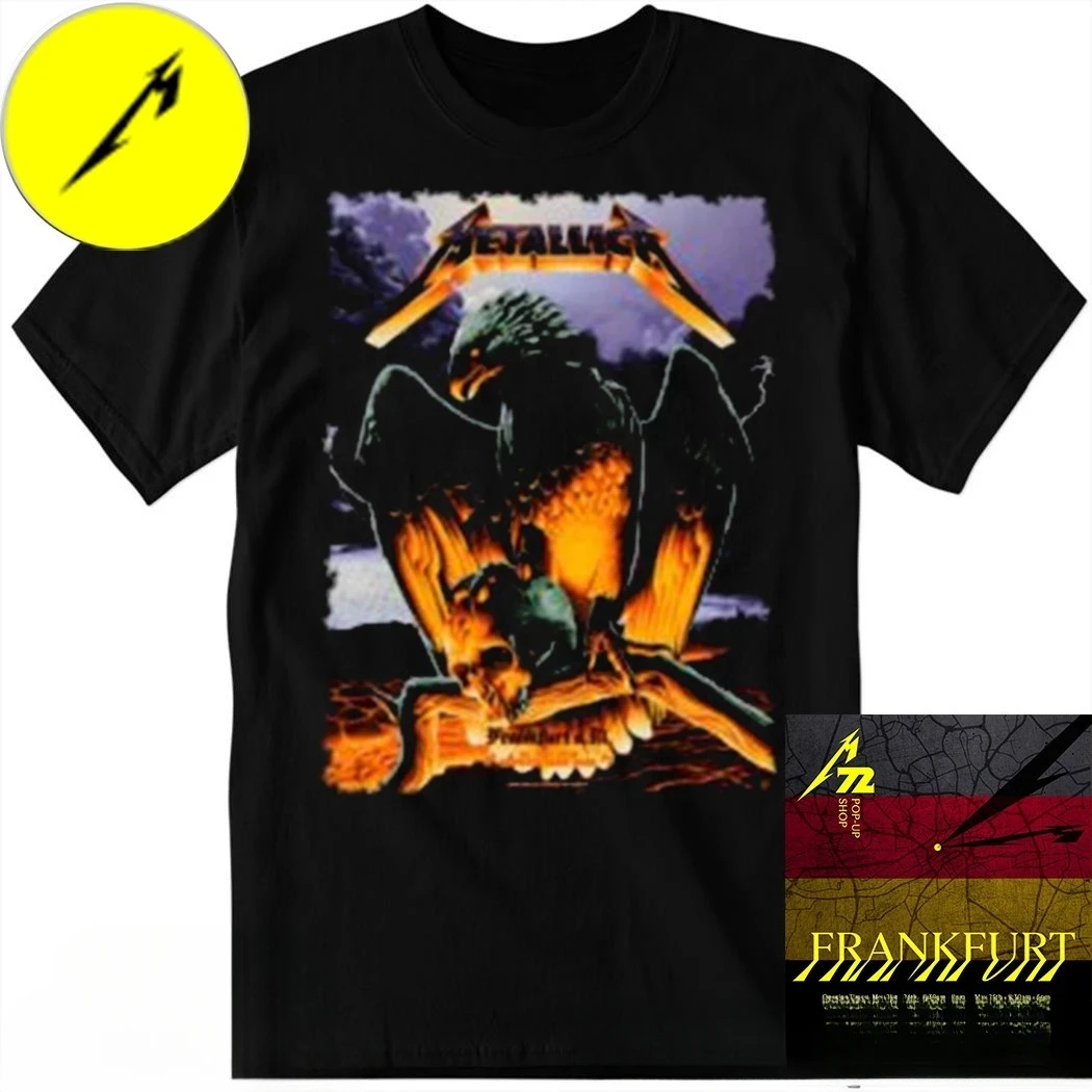 Camiseta Vintage Metallica Frankfurt Eagle Skull M72 Alemanha Noite 2, Camiseta Gráfica de Algodão para Homens e Mulheres, Moda de Verão