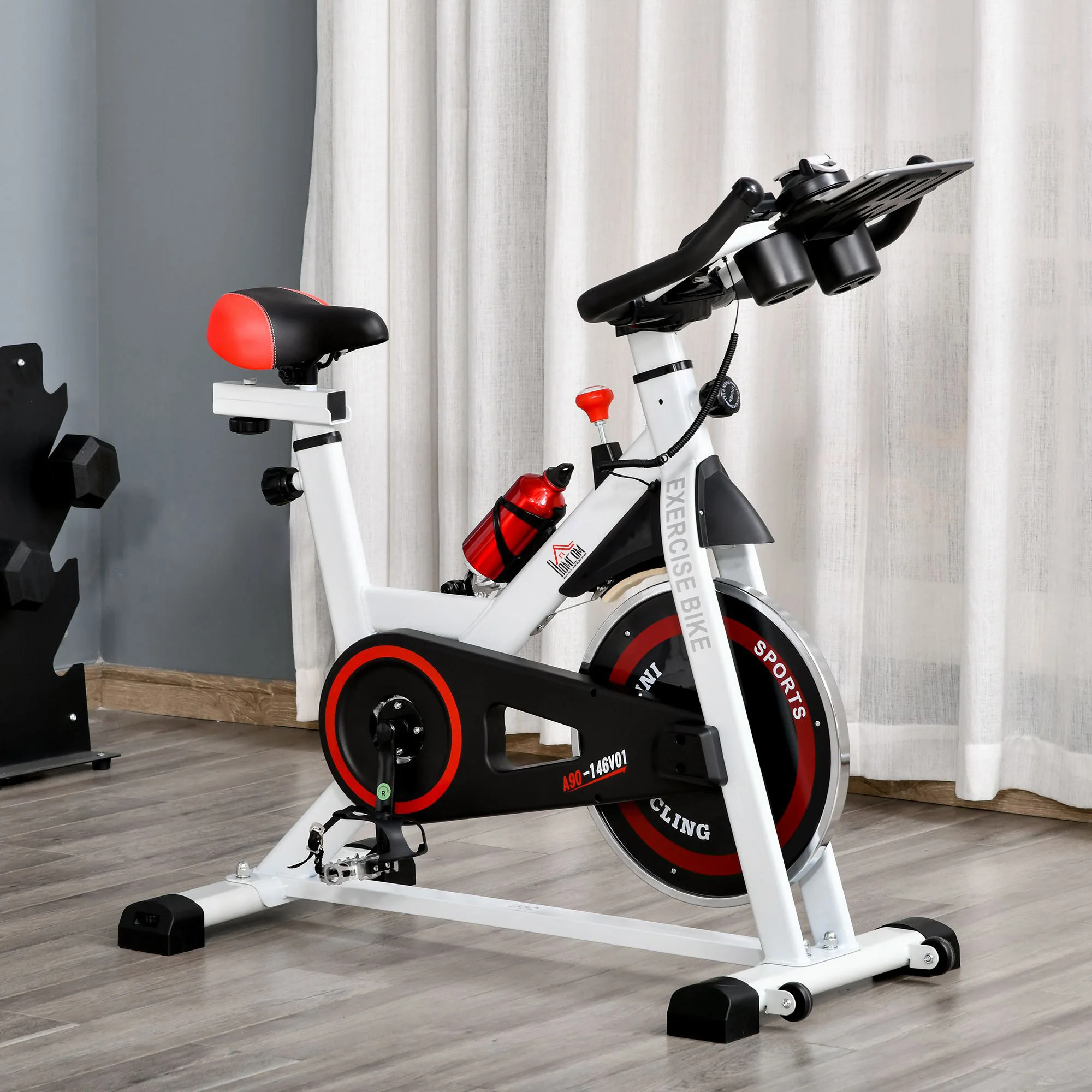 HOMCOM Bicicleta Estática con Resistencia Regulable Pantalla LCD