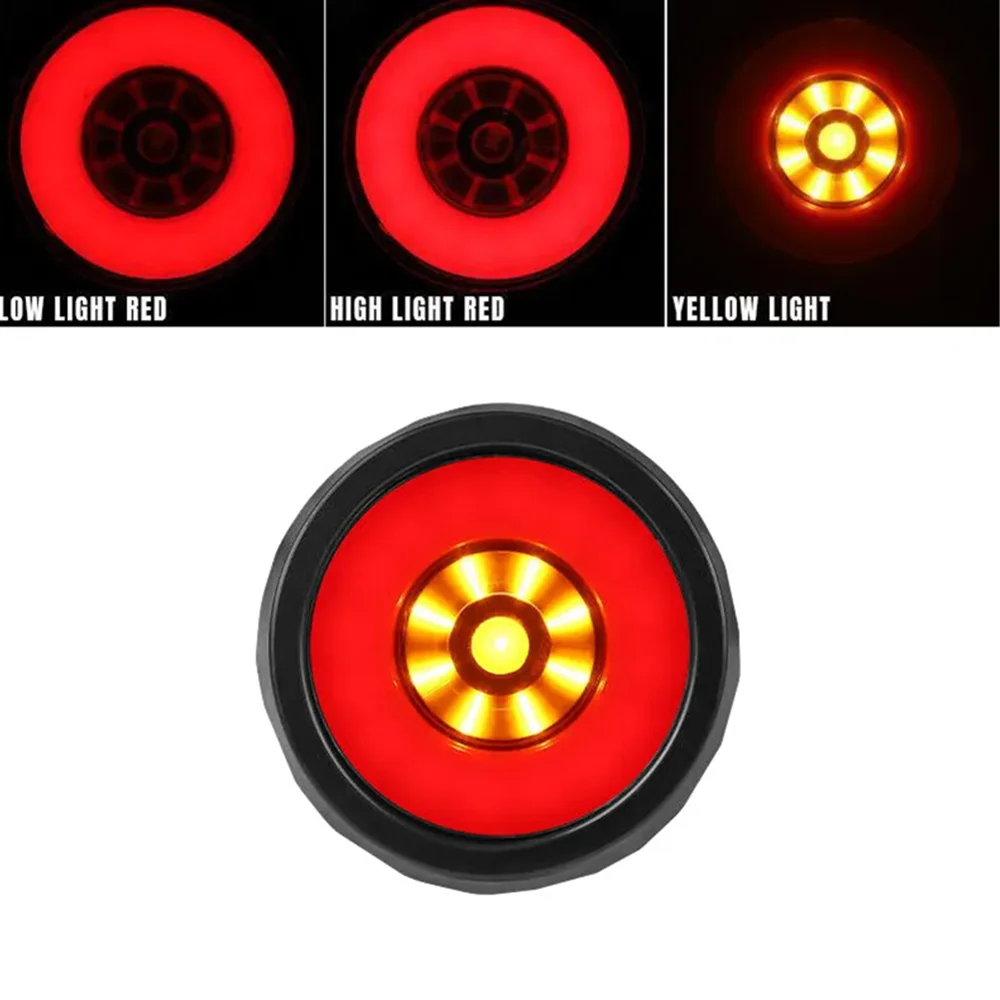 2PCS 4inch Round LED Truck Trailer Brake Stop Tail Light 24V Yellow Red For Truck Boat Flatbed Bus Warning Turn Single light