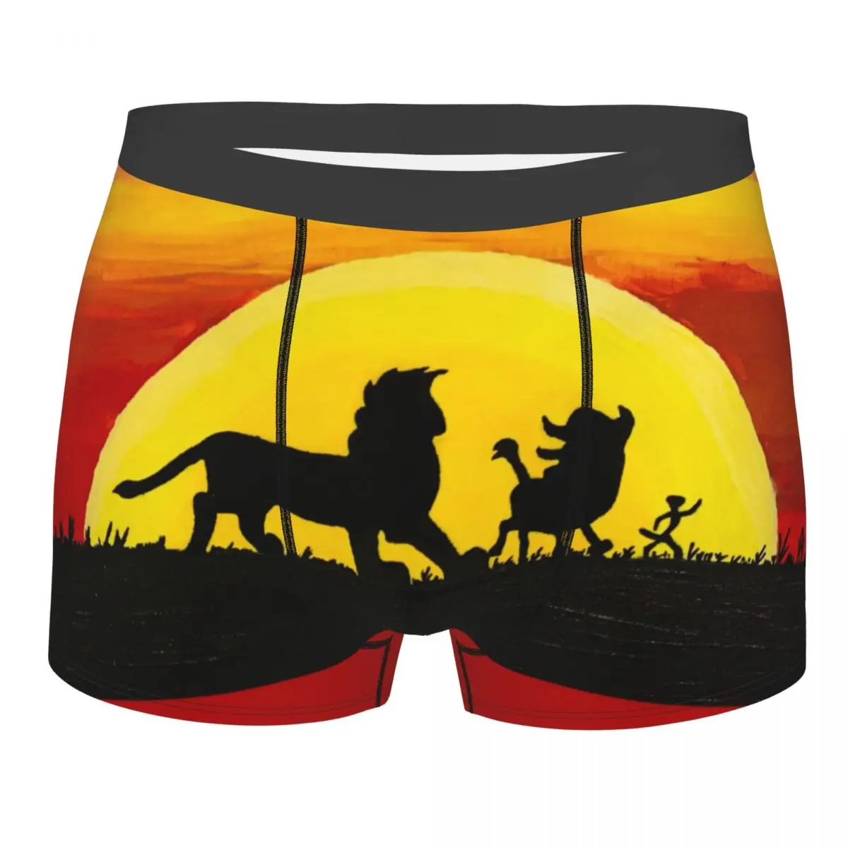 Custom Male Cool The Lion King Painting At Sunset Underwear Funny Film Hakuna Matata Boxer Briefs Soft Shorts Panties Underpants