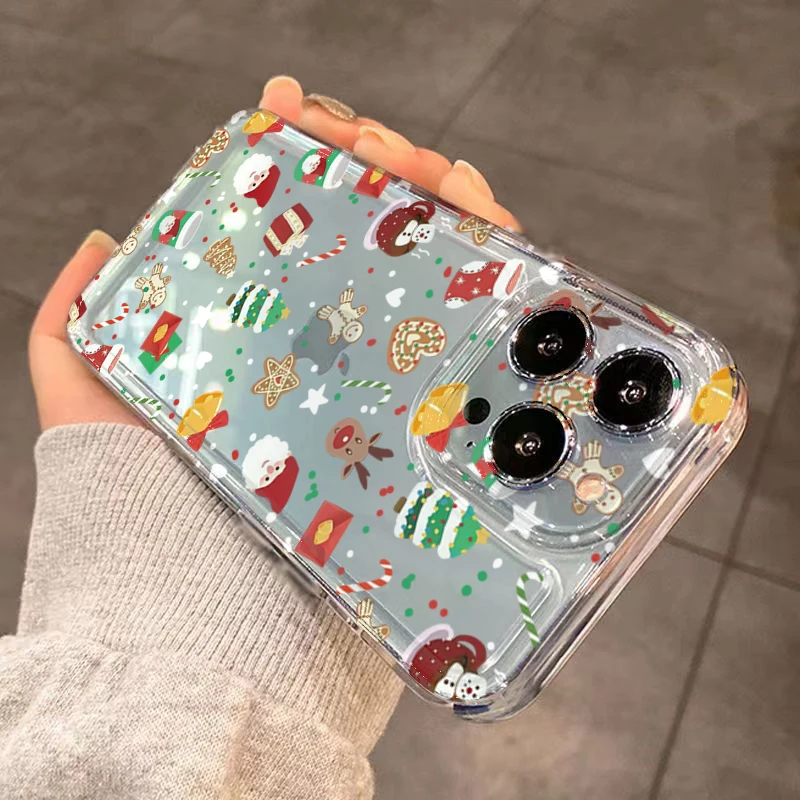 Capa de telefone de silicone macio transparente com padrão de Natal para Xiaomi Redmi Note 14 13 12 Pro Plus 5G 12S 11 10 14C 13C 12C Capa