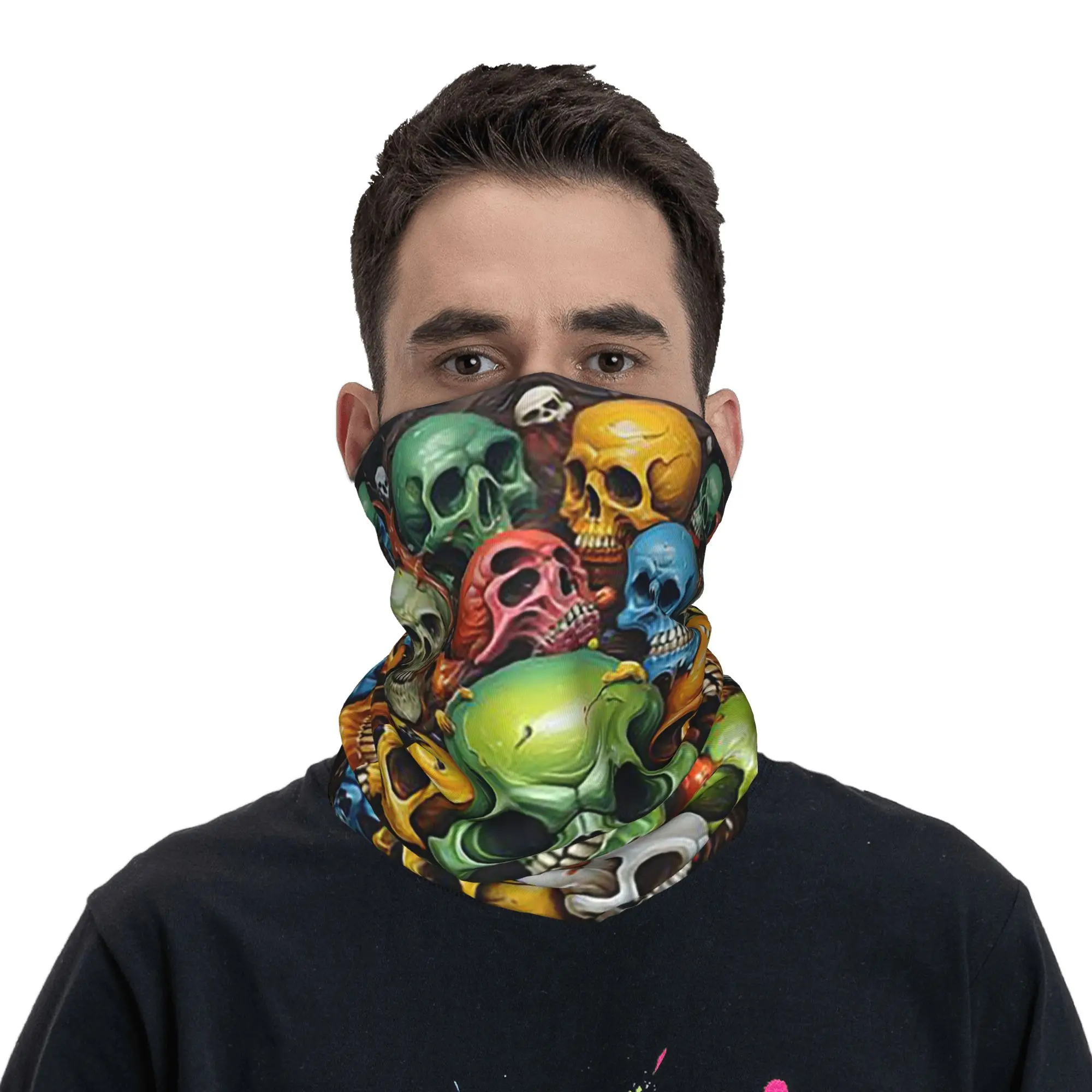 

Edgy Gothic Skull and Bone Print Bandana Neck Cover Printed Mask Scarf Headband Riding Unisex Adult Windproof