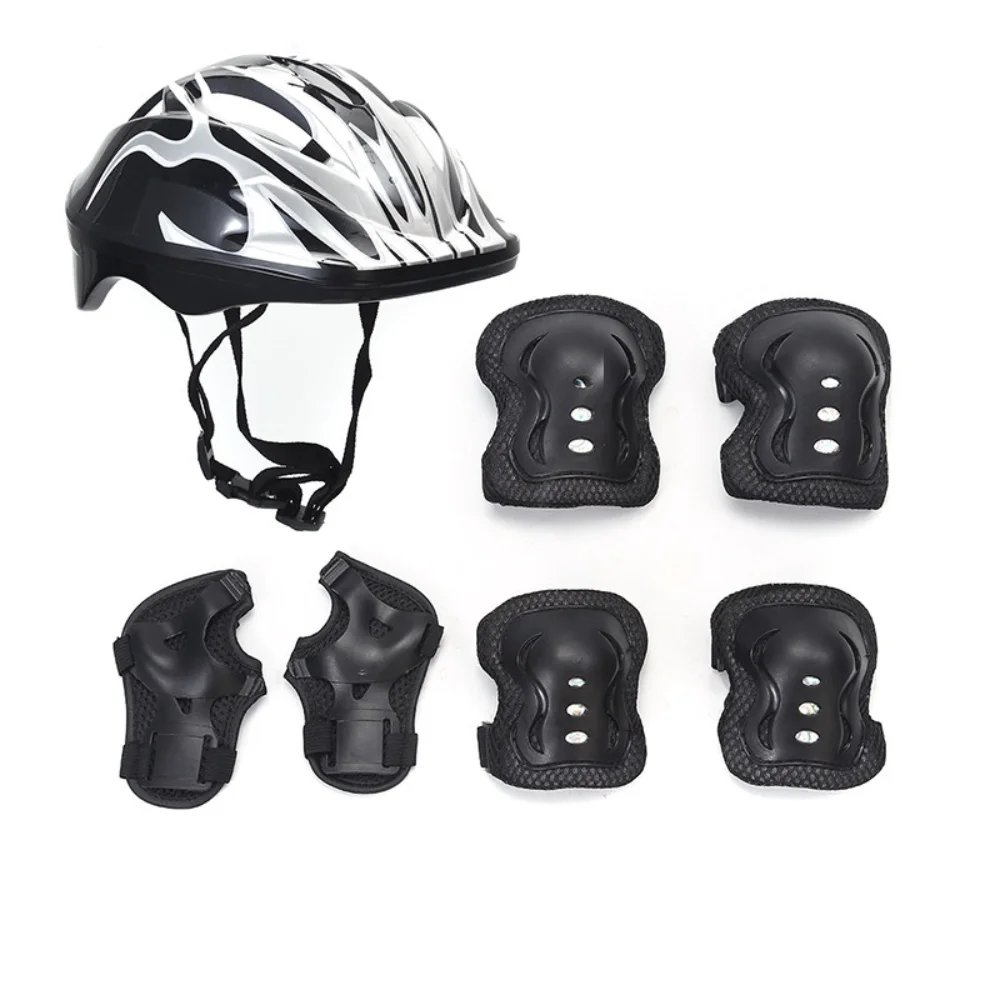 AliExpress NONE 7pcs/Set Adjustable Kids Bicycle Safety Helmet Breathable Impact Protection Roller Skating Helmets Comfortable Fit Professional