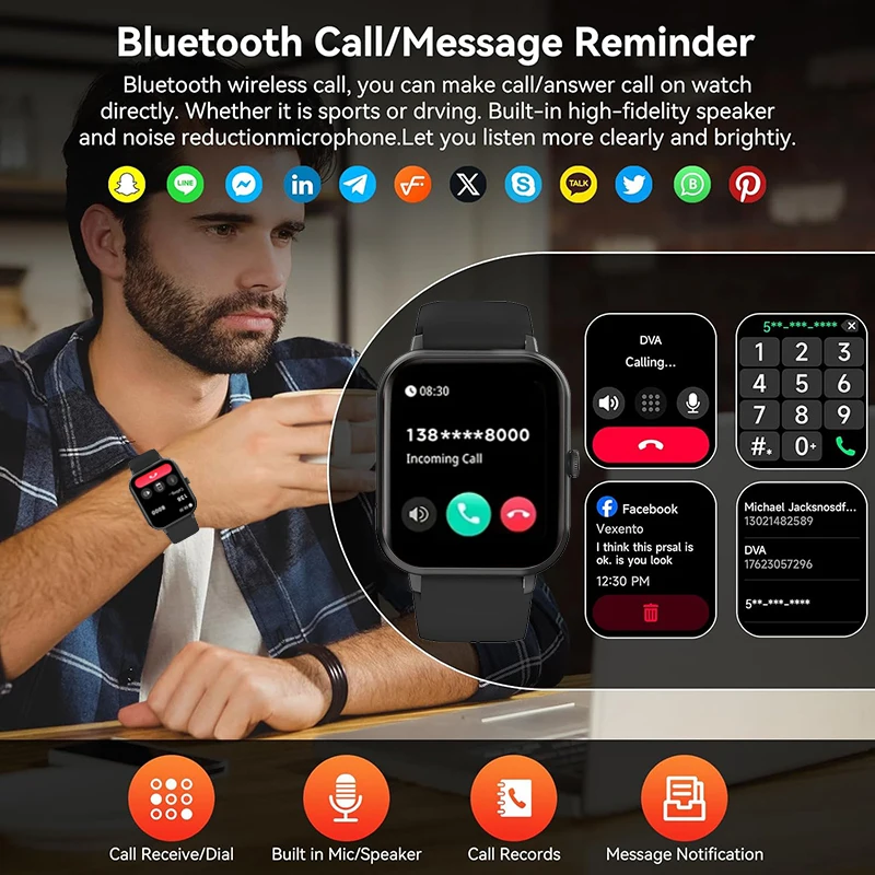 Новые умные часы для мужчин и женщин, AMOLED-дисплей, пульсометр, Bluetooth-вызов, 100 + спортивные GPS-треки, IP68, водонепроницаемые умные часы для Xiaomi