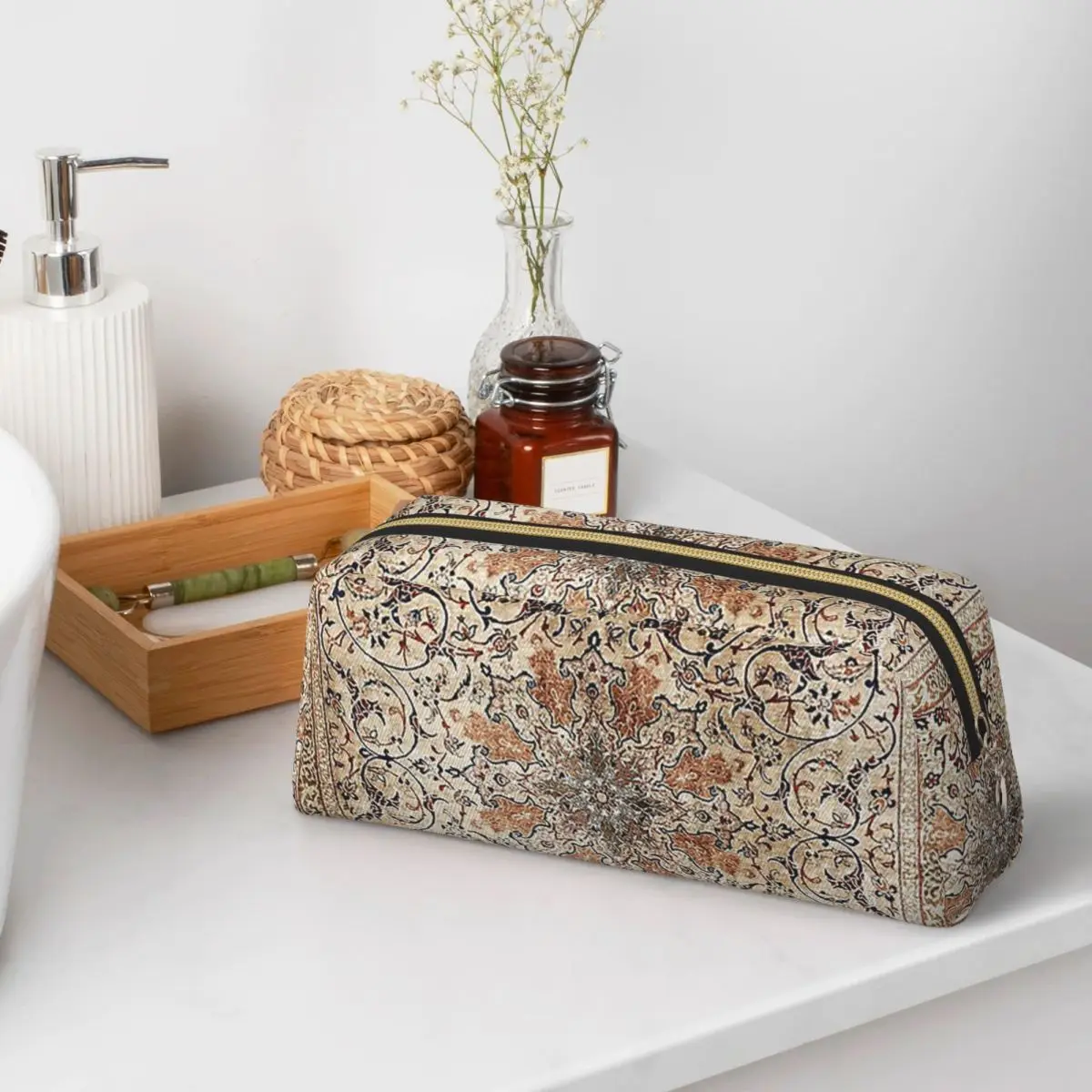 Estuches para lápices con estampado de alfombra persa de seda Esfahan para estudiantes, caja para lápices escolar, bolsa para lápices, bolsa grande para lápices, almacenamiento de papelería