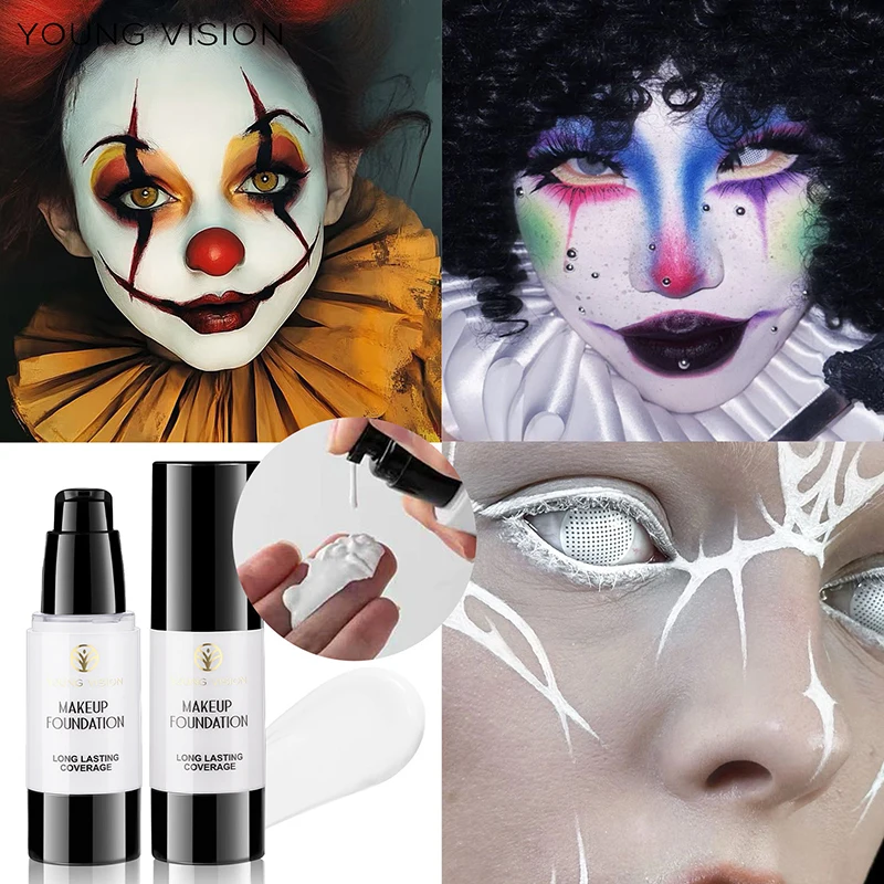 Fondotinta liquido bianco Base per trucco viso cosplay Fondotinta correttore impermeabile ad alta copertura a lunga durata per le donne