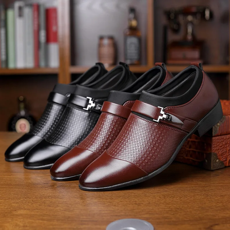 Men's New Business Casual Large Men's Shoes British Korean Round Head Leather Shoes Extra Large Men's Shoes